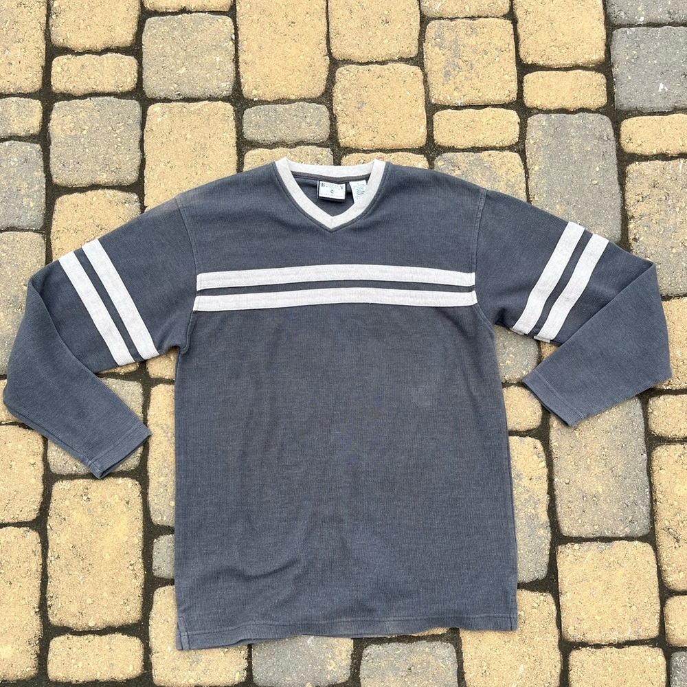 Vintage 90s Soft Grey Striped Sweater